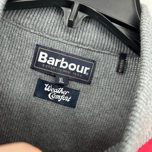 Men's Red Grey Barbour Weather Comfort Essential Gilet Quilted Snap Vest XL - Picture 3 of 8